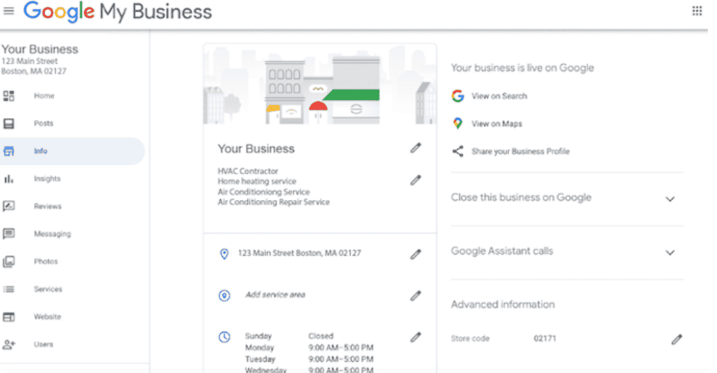 GMB dashboard.
