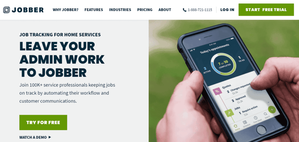 Jobber homepage.