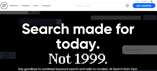 Yext homepage.