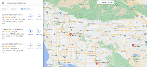 Google My Business listing