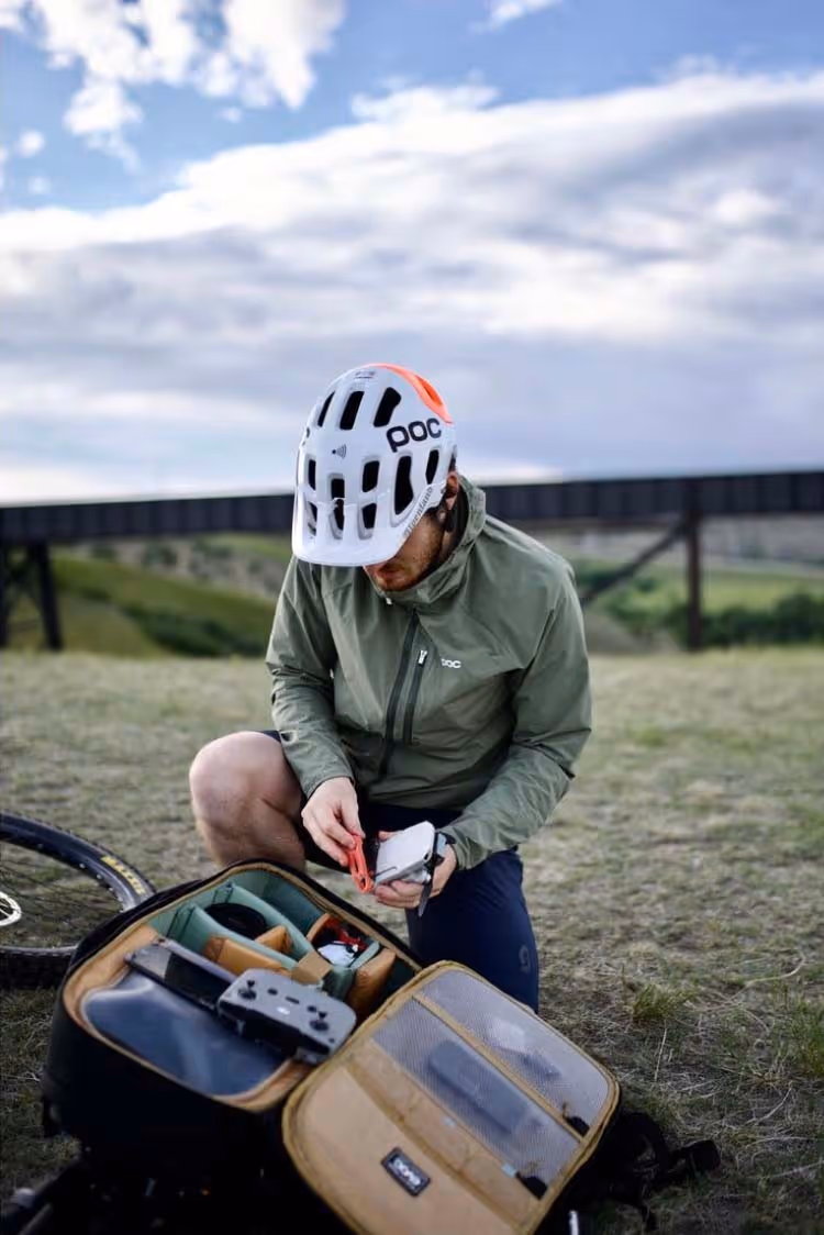 Image of Clive Bradley setting up a drone.