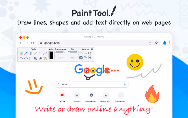 The paint tool screenshot extension for chrome is easy to use