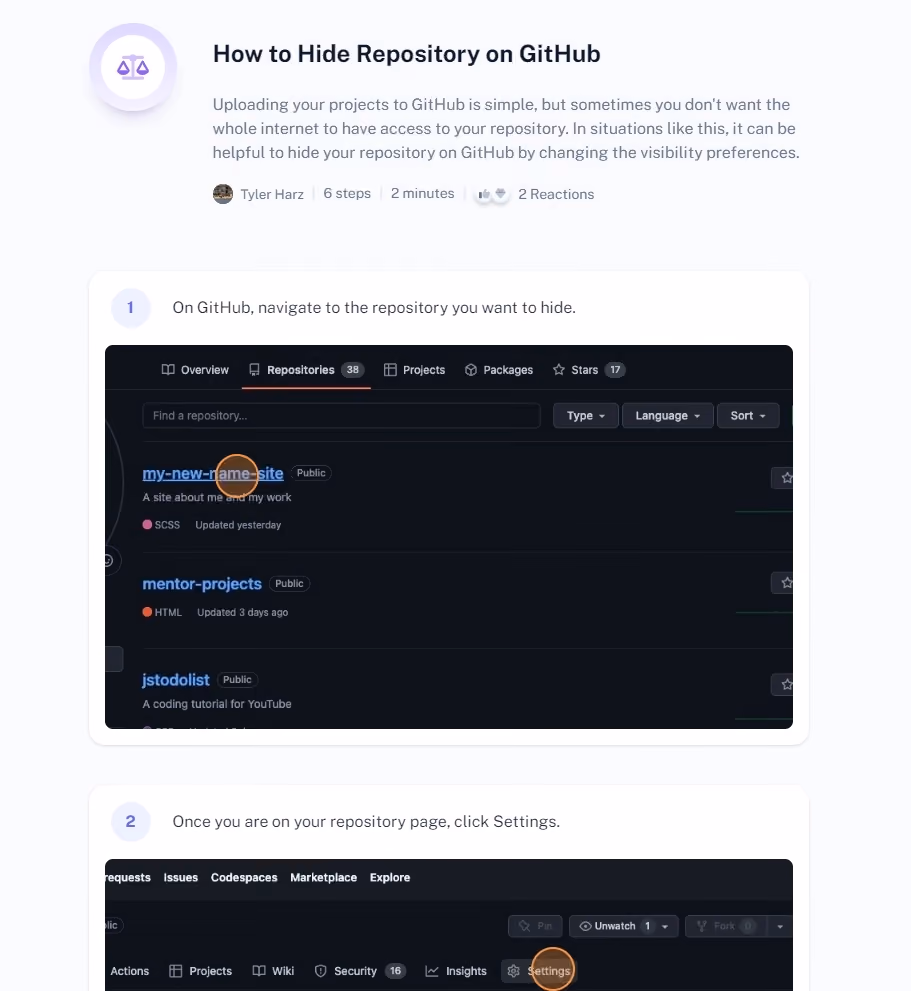 Step-by-step SOPs for business processes: How to Hide Repository on GitHub