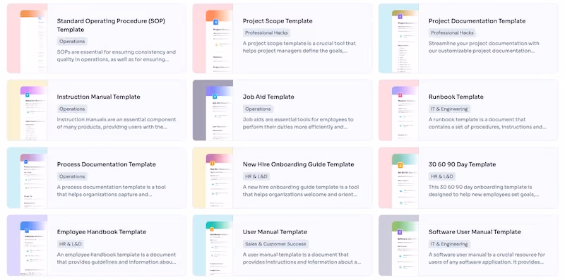 Try from 100+ free, customizable templates in the Scribe Gallery: SOP for business processes
