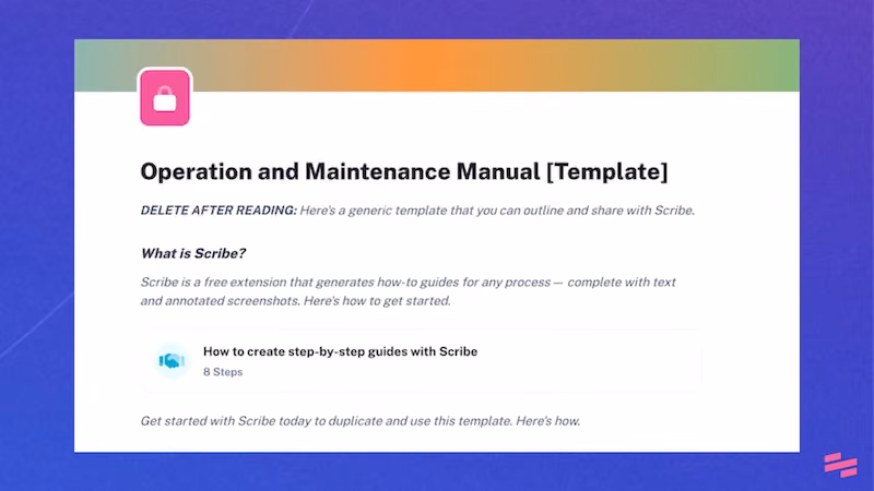 Operation and maintenance manual template