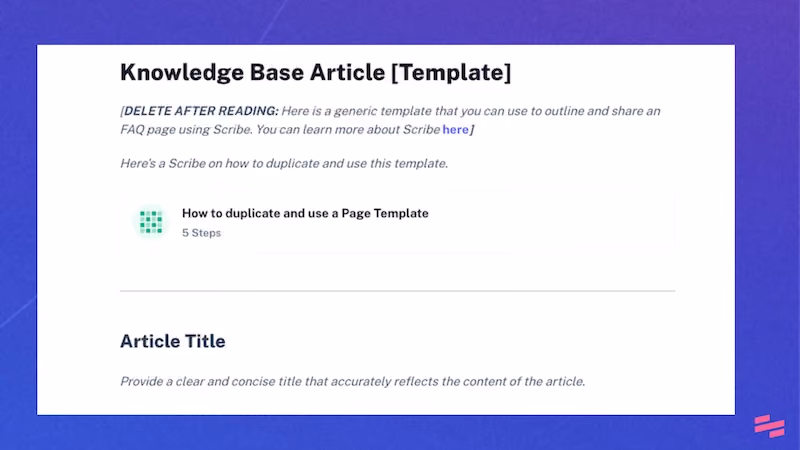 Free Knowledge Base Article Template