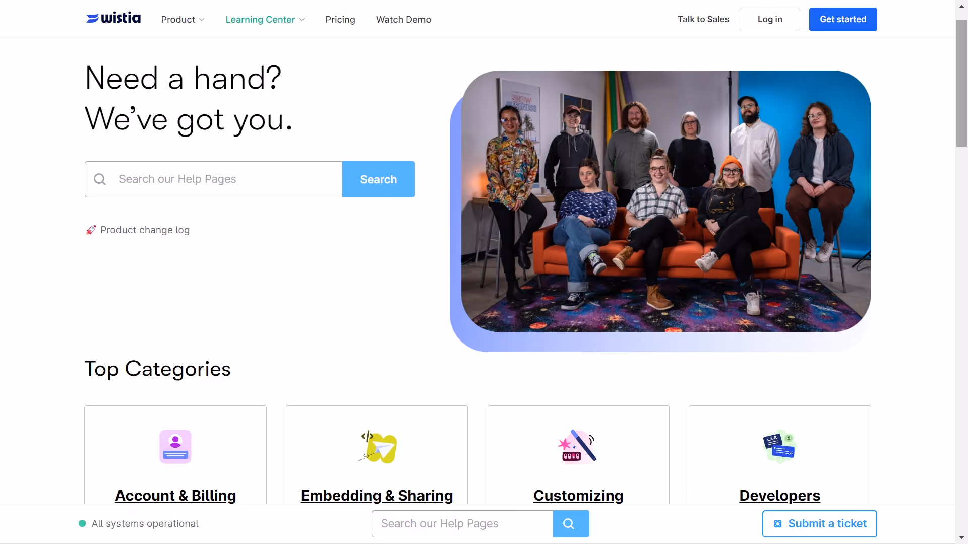 Screenshot from Wistia support page