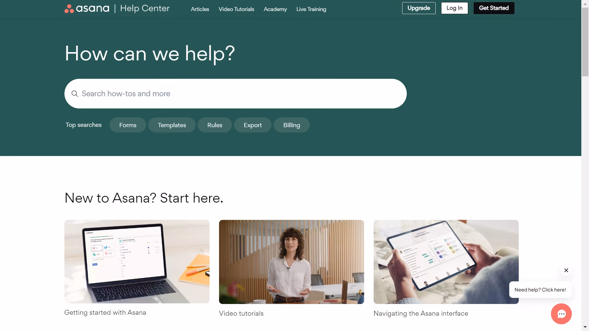 Screenshot from Asana help center