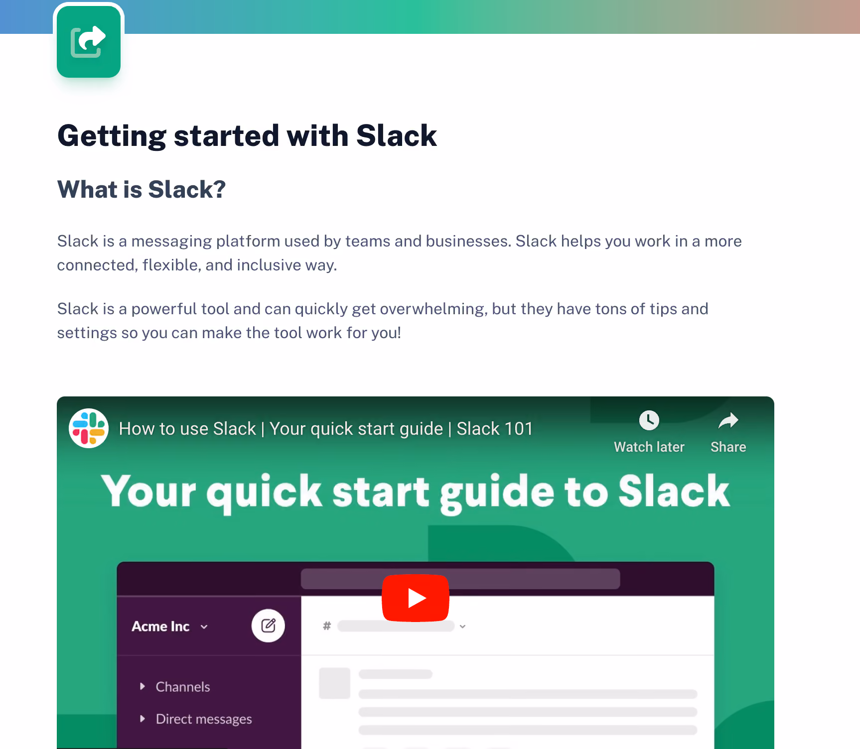 https://scribehow.com/page/Getting_started_with_Slack__DzjfbnEkS3K9Dktvz1wFnA