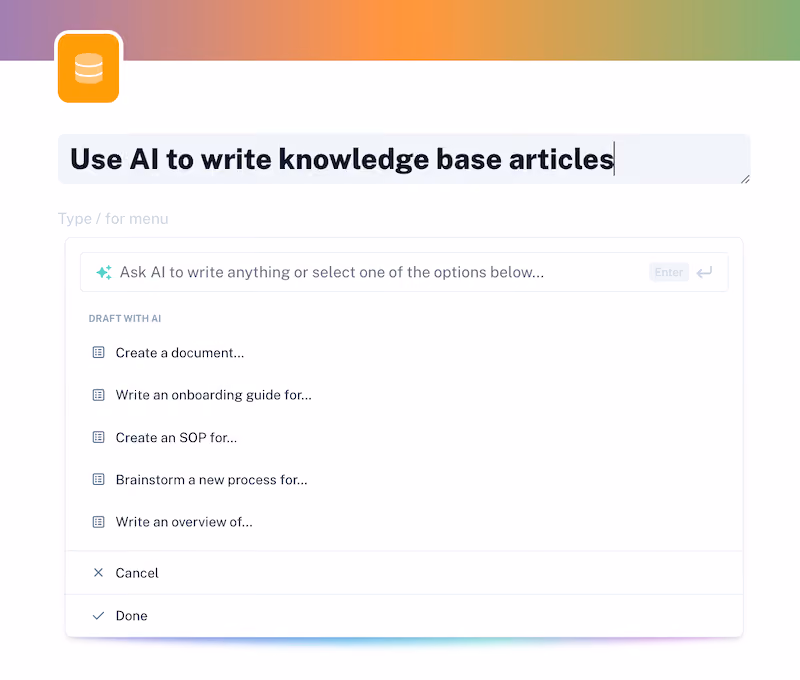 Use AI to write knowledge articles - knowledge sharing best practices