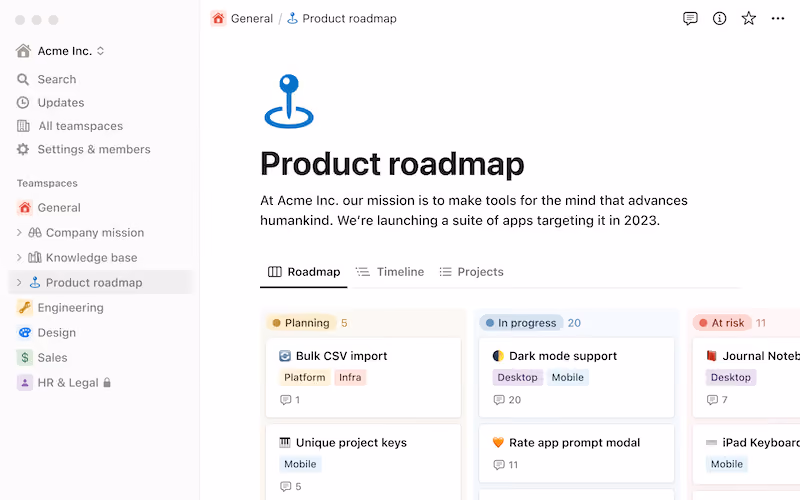 Notion  - Technical Writing Software