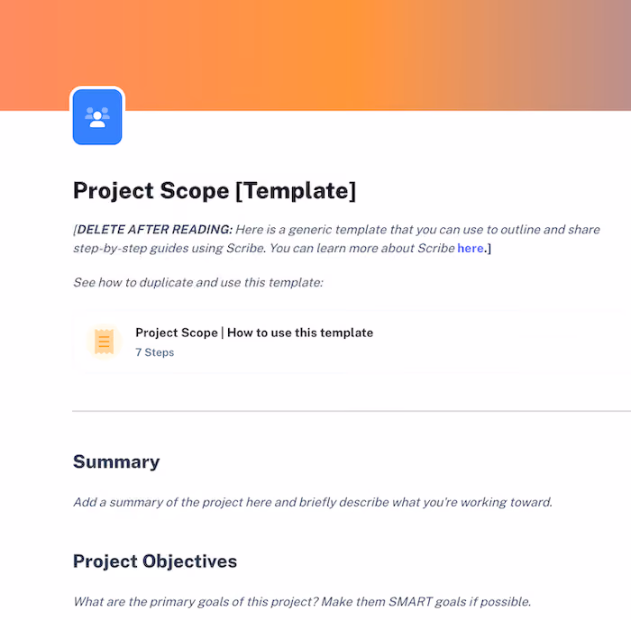 Free Project Scope Template