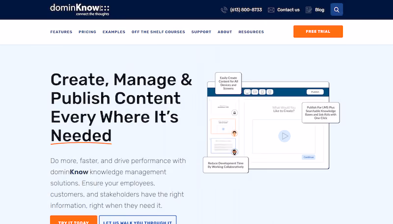 dominKnow - tools for instructional design