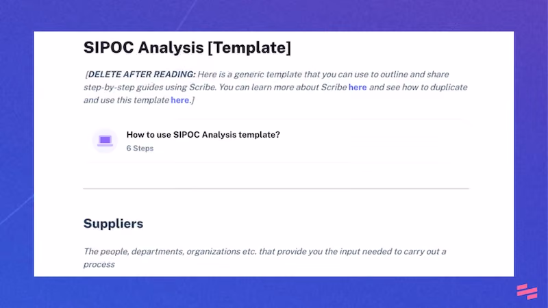 SIPOC Analysis Template
