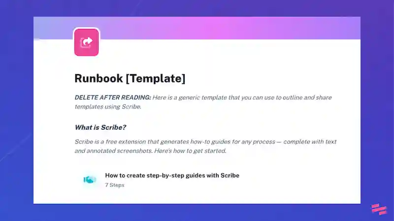 Runbook template: handover document templates