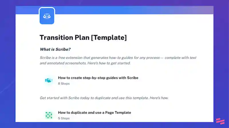 Transition plan template: Handover Document Template