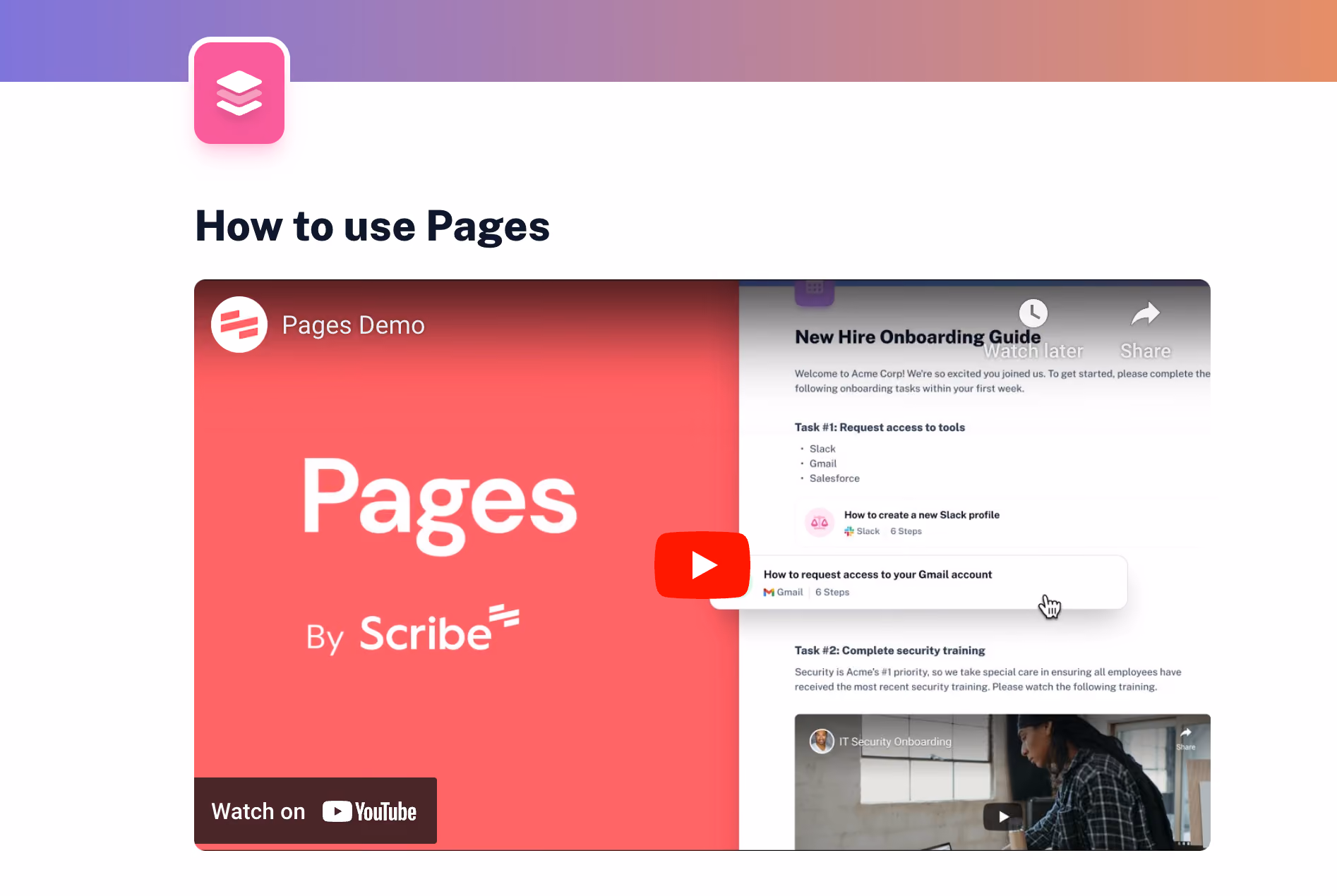 How to use Scribe Pages (Source: Scribe)