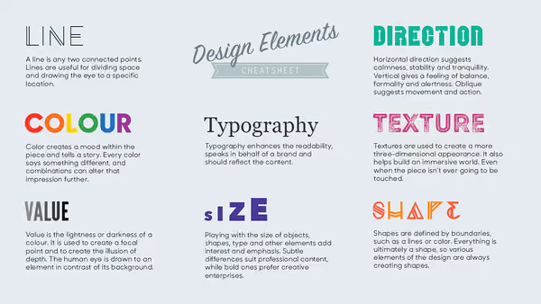 Examples of visual design elements.