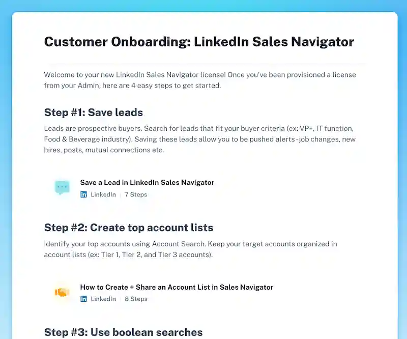 Customer Onboarding: LinkedIn Sales Navigator