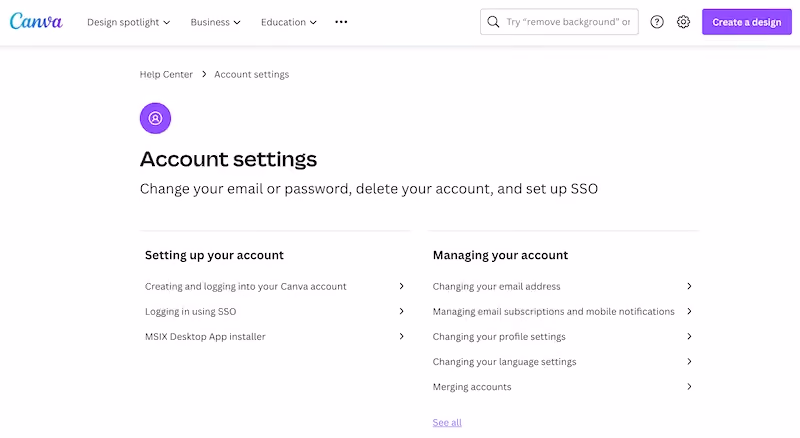 Canva user manual account settings: what is a user manual