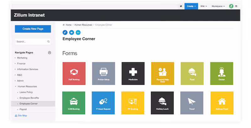 Zoho Wiki Free Knowledge Base Software