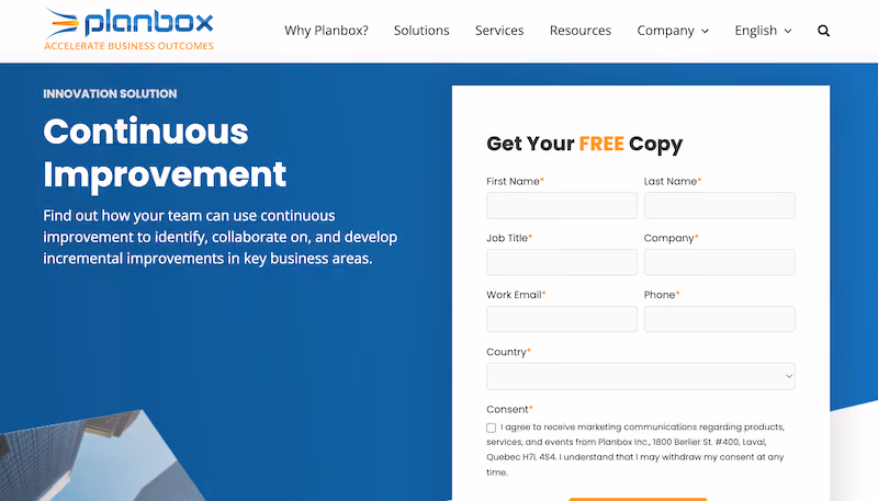 Planbox: continuous improvement software