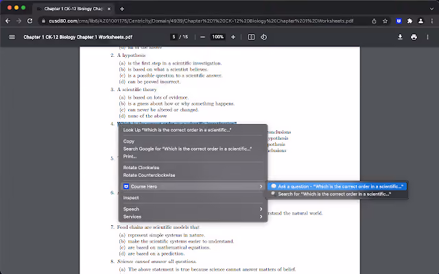 Course Hero - Virtual Training Chrome Extension