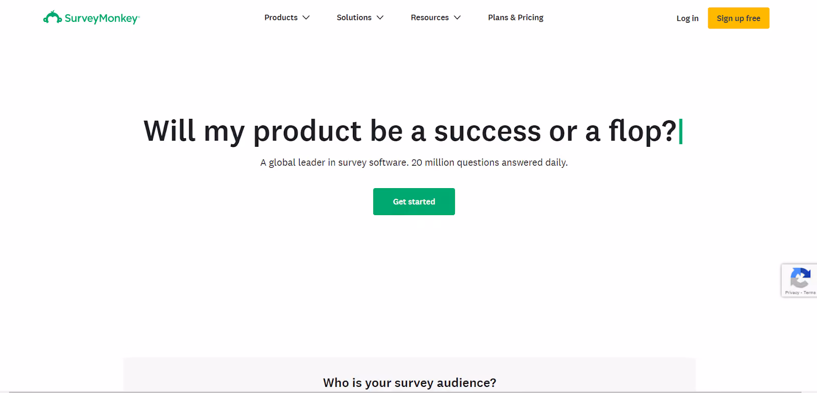 Customer Service Software — Survey Monkey home page