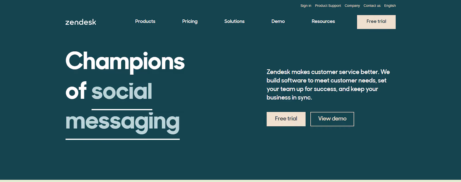 customer service software — Zendesk home page