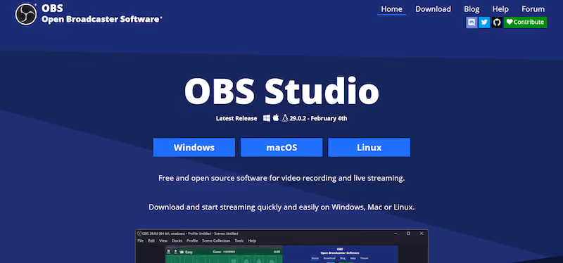 free video tutorial software — open broadcaster home page