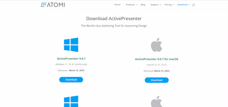 free video tutorial software — active presenter home page
