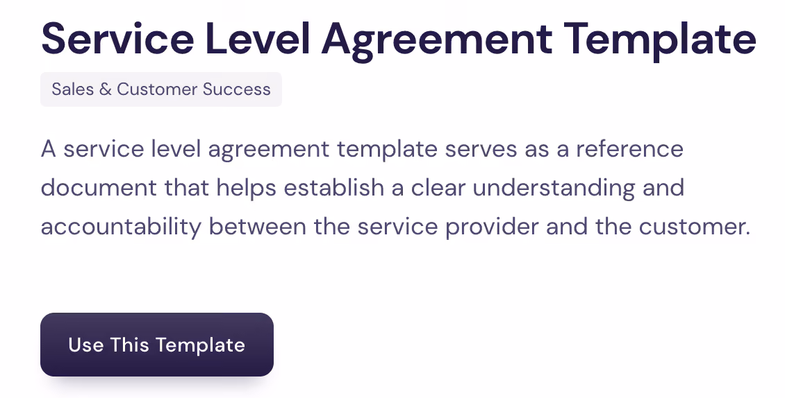 service level agreement template