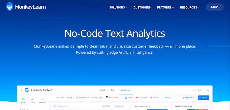 MonkeyLearn - no-code AI tools