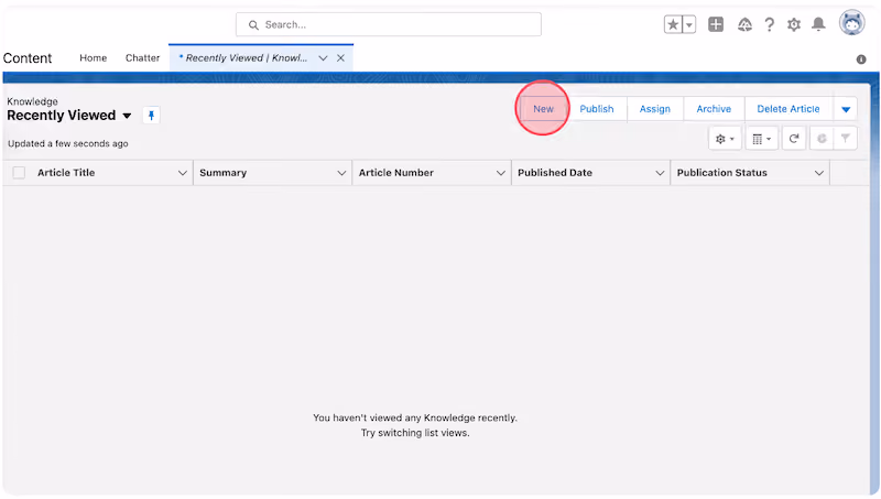 Adding a new Salesforce Knowledge article