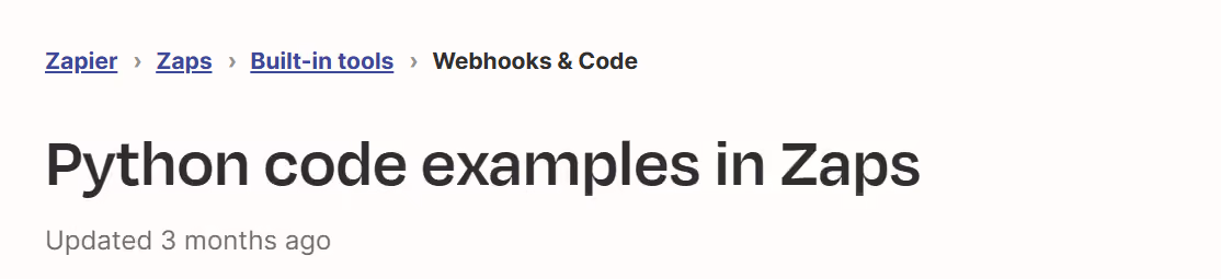 Zapier breadcrumb examples - Help Center Examples