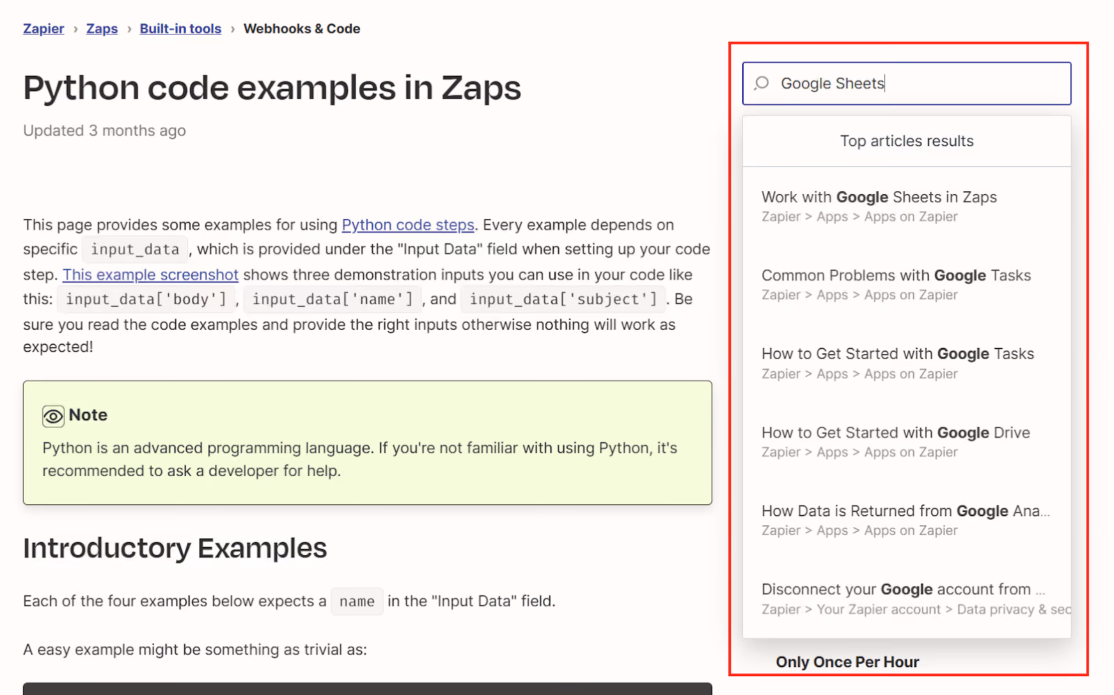 Zapier Python Code examples - Help Center Examples