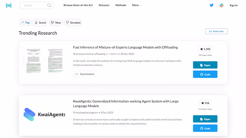 Papers with Code: Generative AI examples
