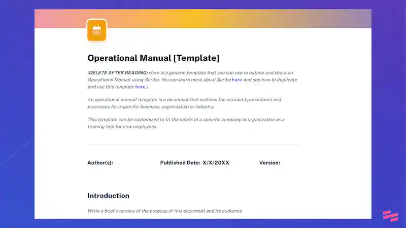 ‎Operational manual templates