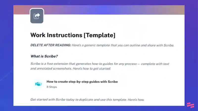 Wo‎rk instructions manual templates