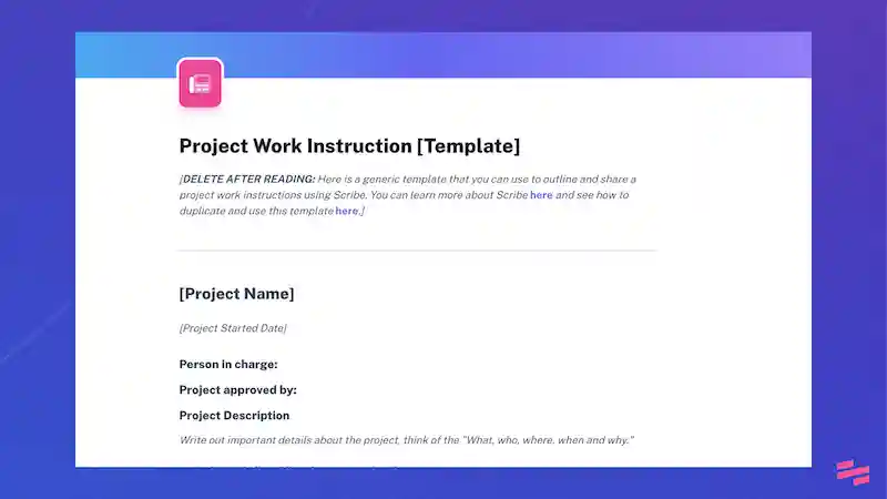 Project work instructions template: project plan templates