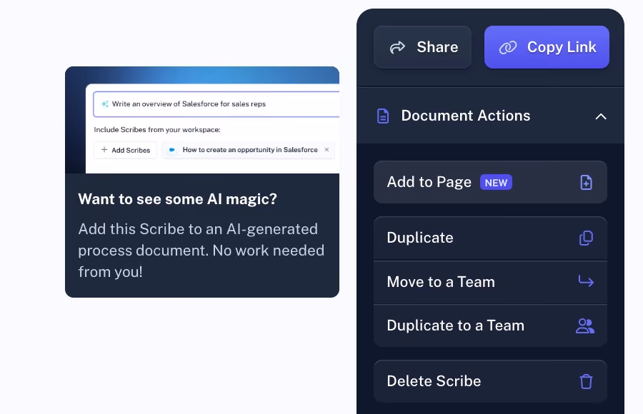 Adding a Scribe to an AI-generated process document