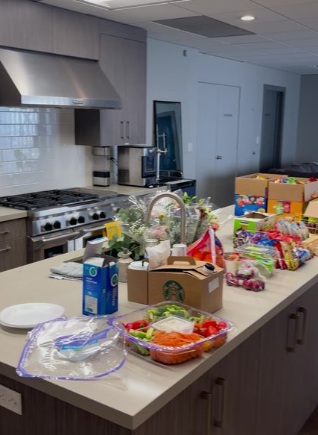 Kitchen full of craft service food