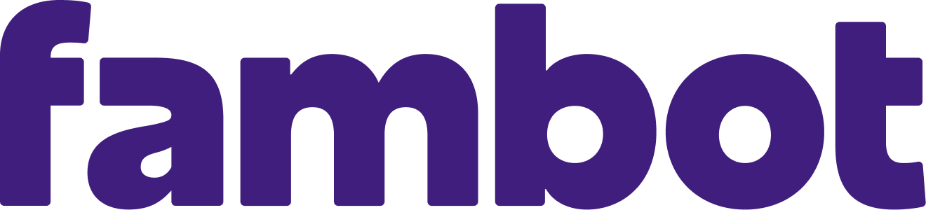 Fambot wordmark, purple, on white