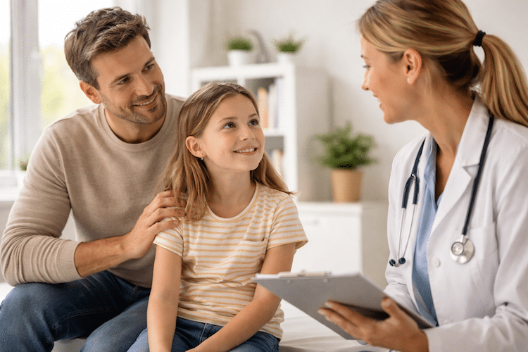 Arzt untersucht Kind – Sinnbild für eine Gesundheitsprüfung bei der Beamte-PKV