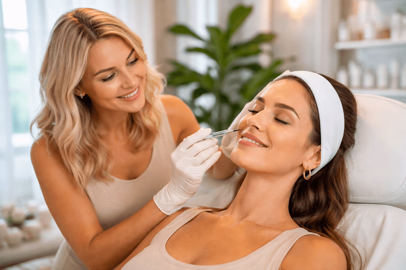 Patient receiving facial injectable treatment at NAMAESTHETICS in Maitland, Florida for aesthetics and wellness care