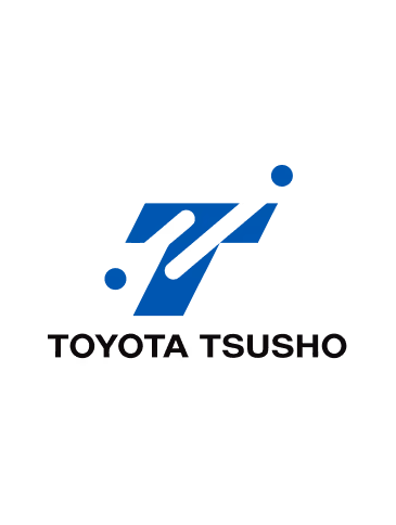 Toyota Tsusho company logo with stylized T and arrow design in blue above the text.