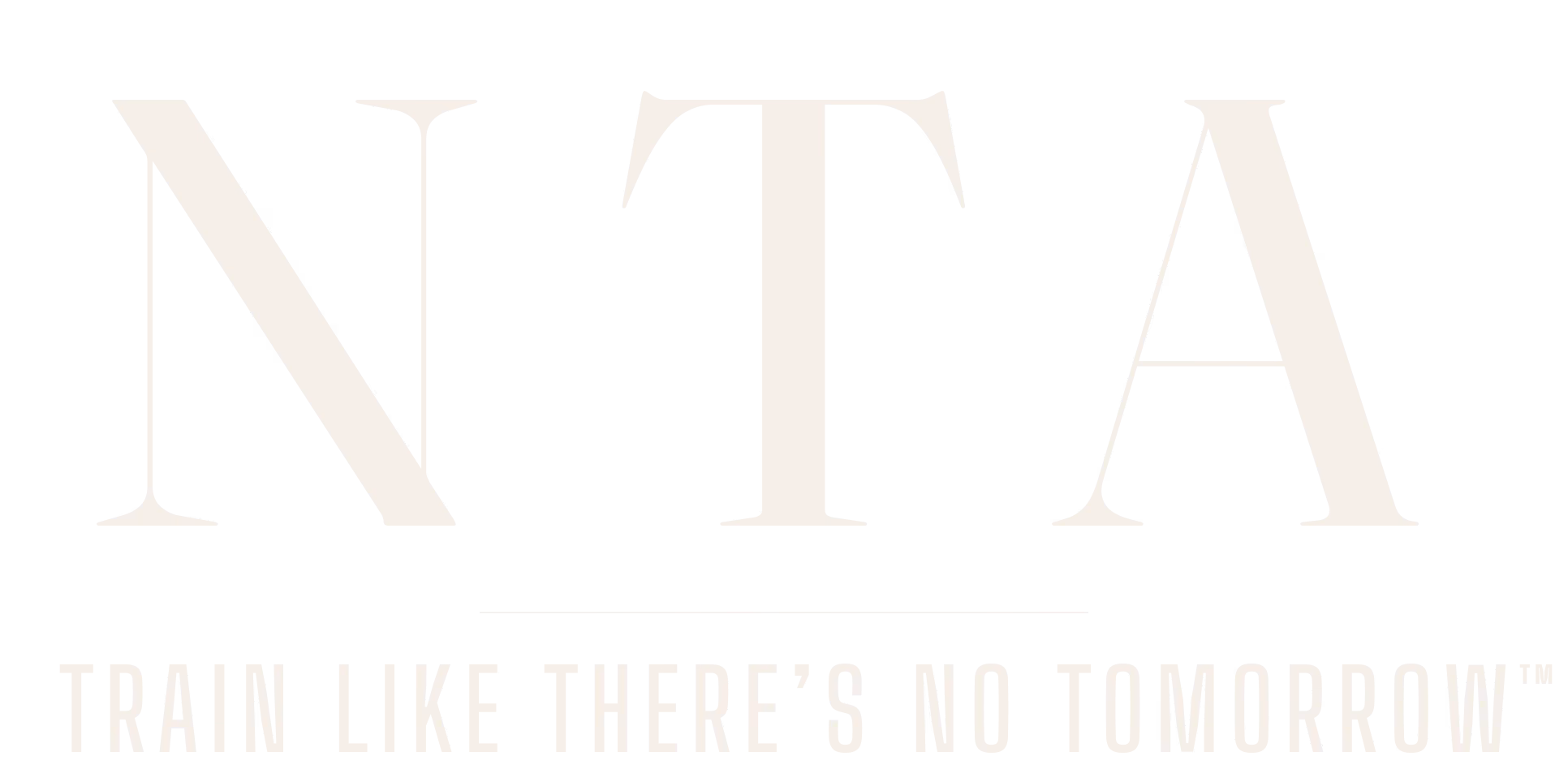 NTA logo with slogan: Train like there's no tomorrow in bold white text on black background.