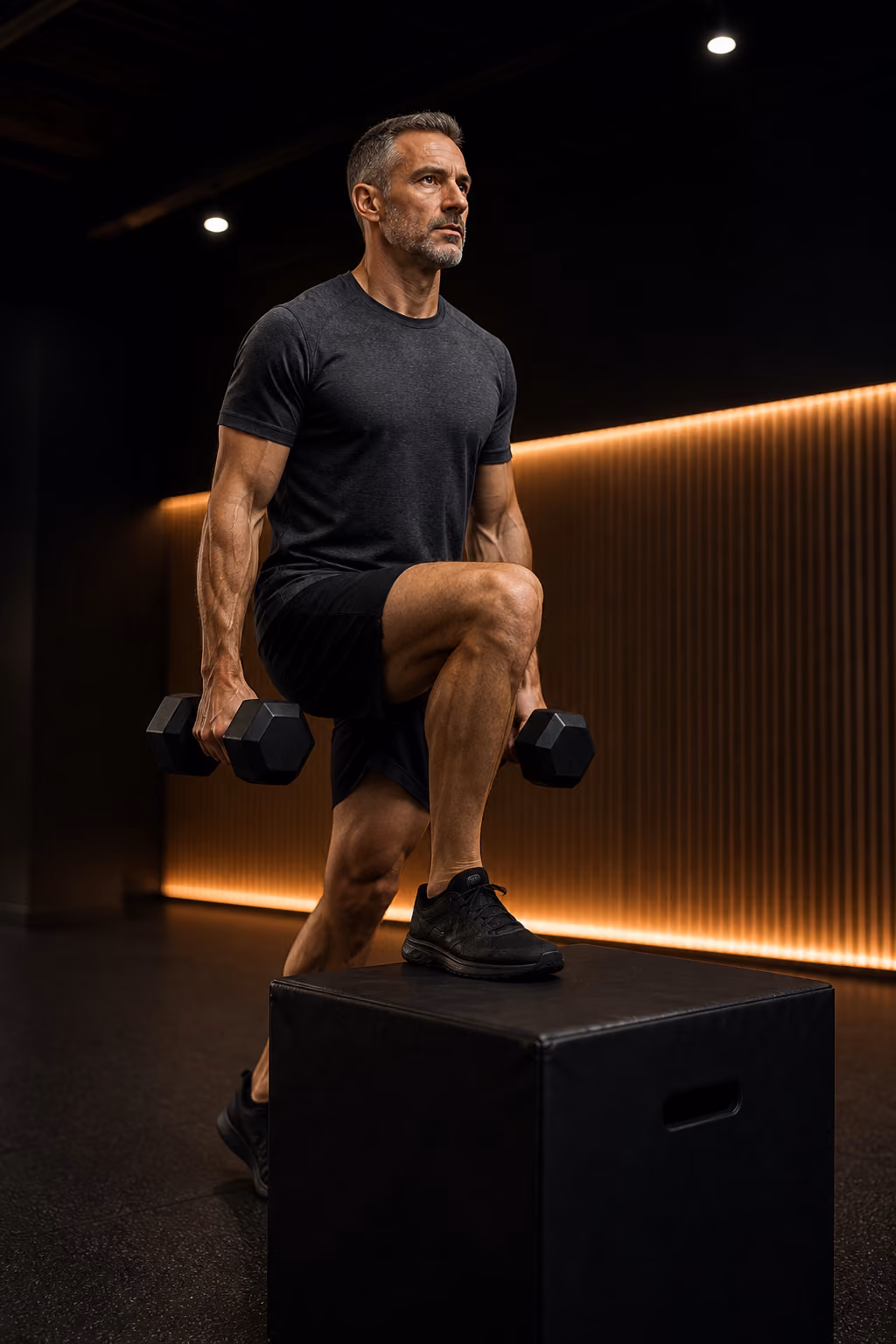 Person performing weighted step ups