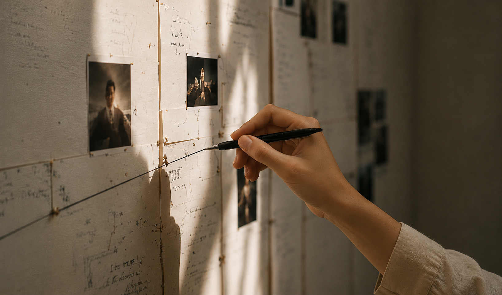 Hand mapping ideas on a wall