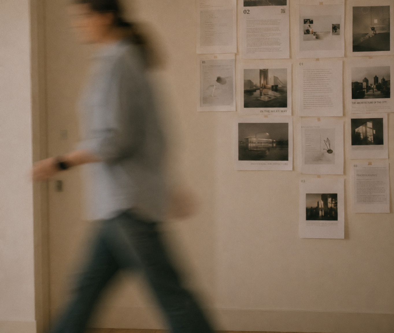 Woman walking, motion blurred